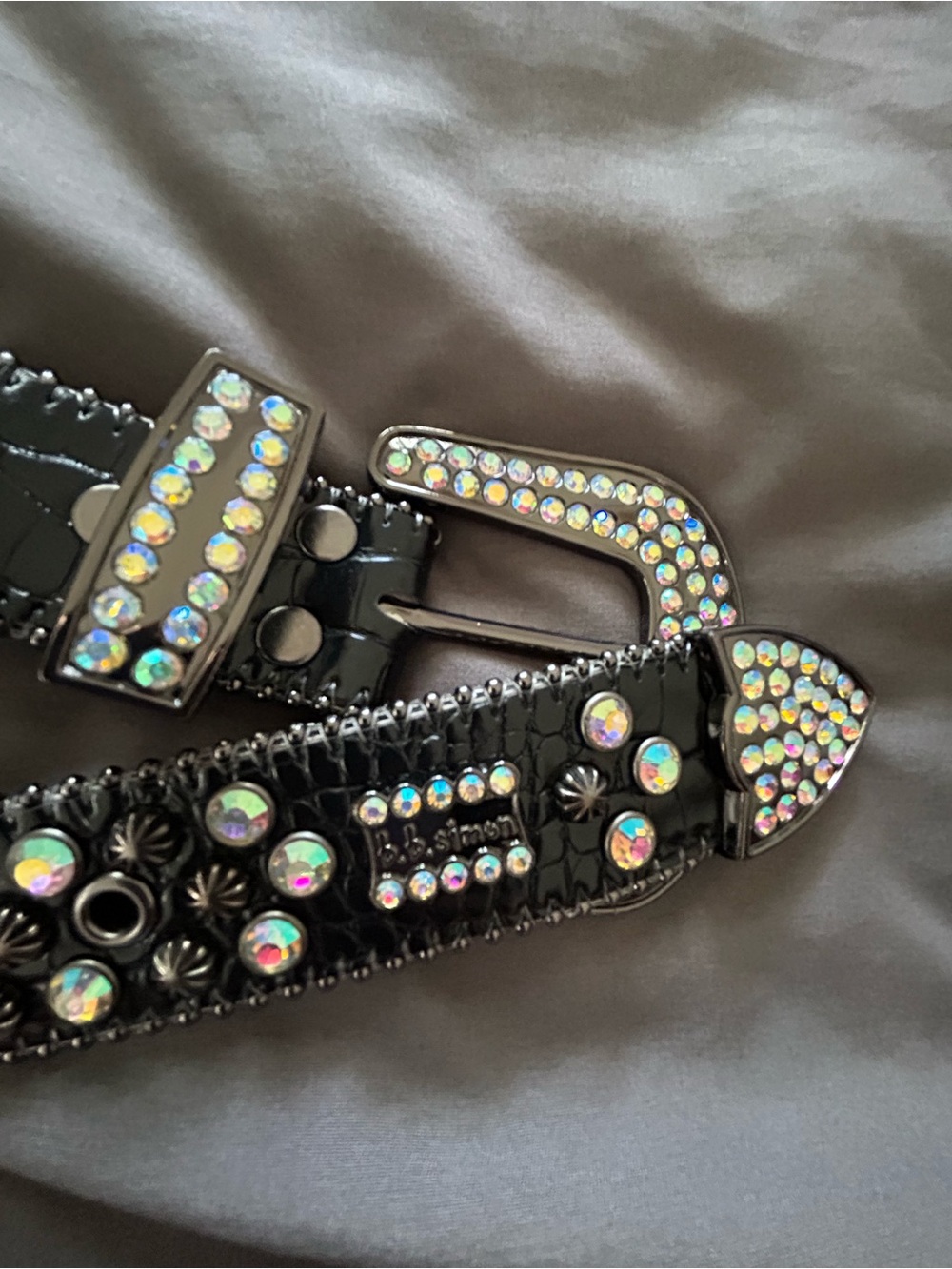 Black Patent Jeweled Western Belt